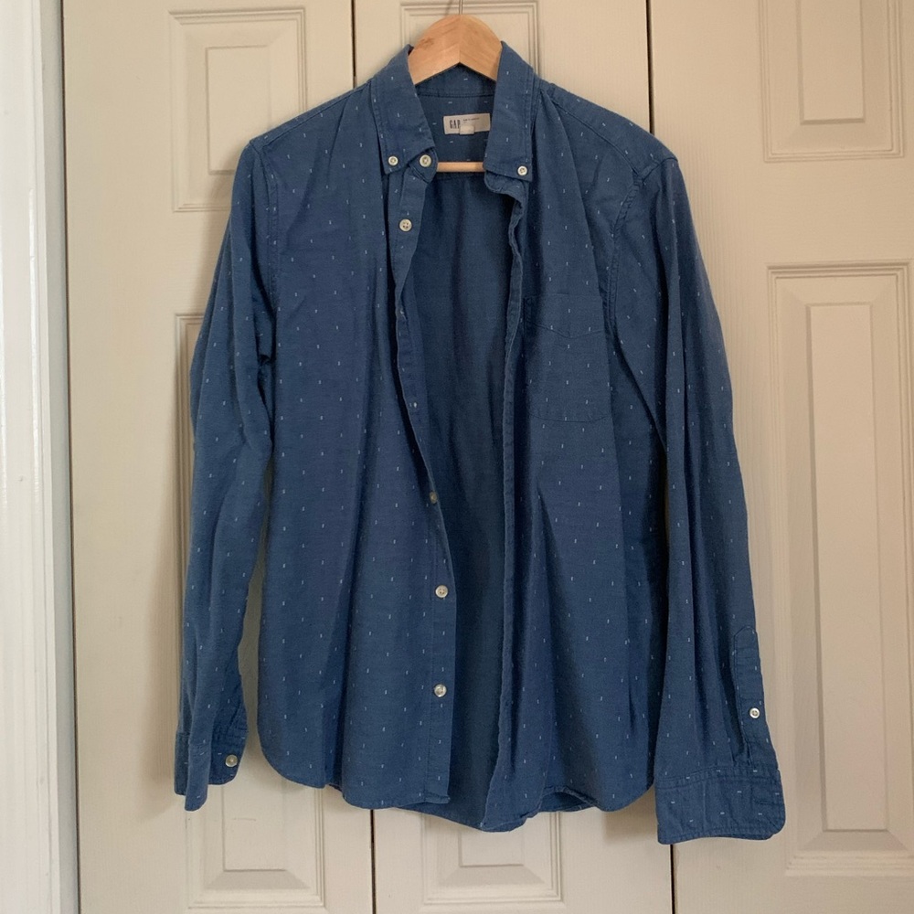 GAP Men’s Slim Fit Stretch Blue Button Up Sz M